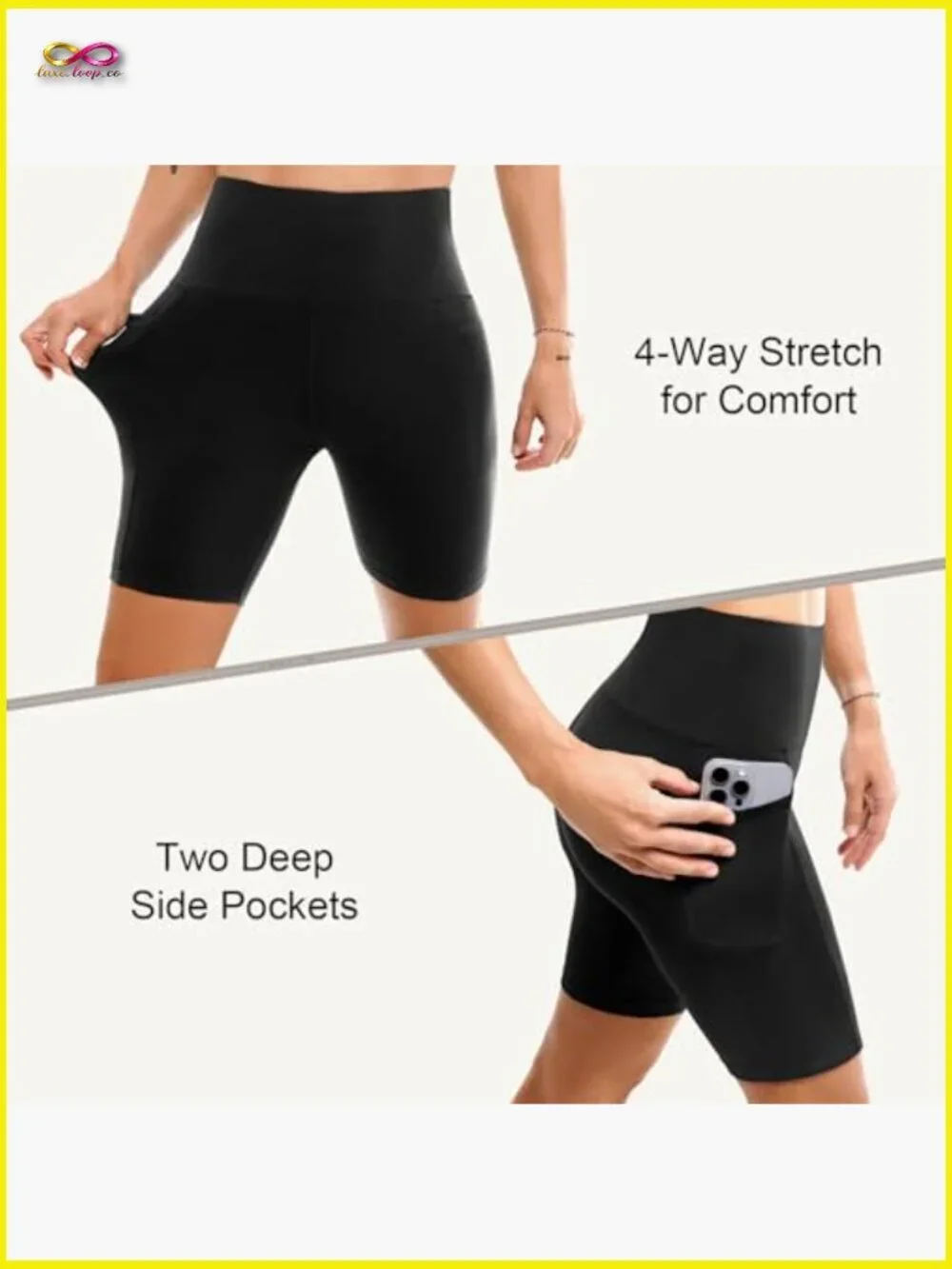 High Waisted Biker Shorts with Pockets, Tummy Control, Squat Proof, Multi-Sport